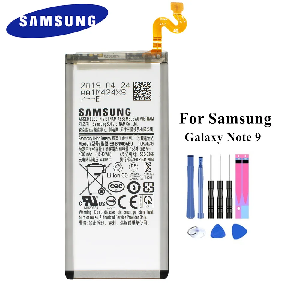 

New Original Battery EB-BN965ABU for Samsung Galaxy Note 9 Note9 N960 SM-N960F N9600 N960U N960N N960W Li-ion Akku with Tools