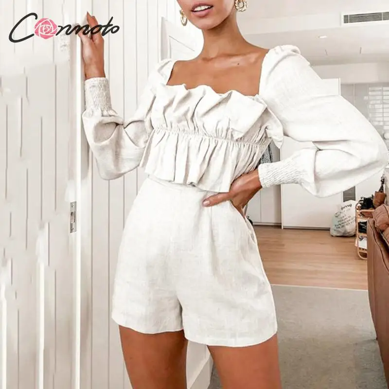 Conmoto осень 2019 модные женские туфли с длинными рукавами комбинезон