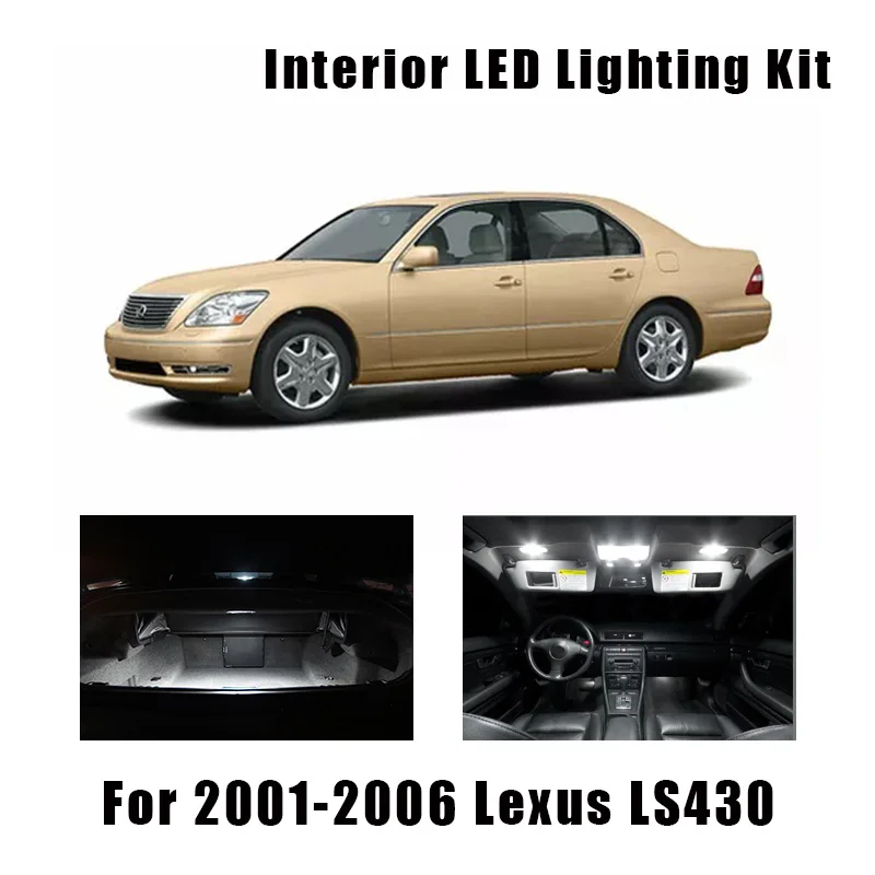 18pcs White Canbus LED Bulbs Interior Map Dome Trunk Light Kit For 2001-2006 Lexus LS430 License Plate Door Lamp