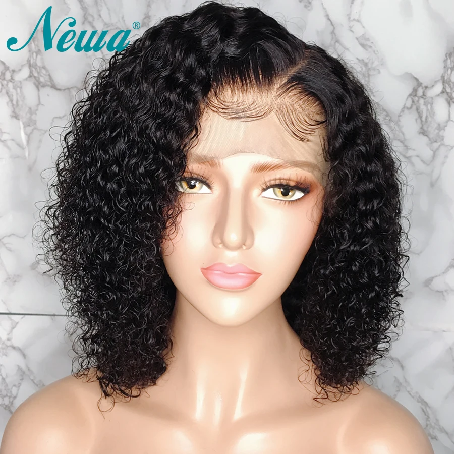 Парики из натуральных волос на шнурках Newa для черных женщин, предварительно выщипанные кудрявые парики из полного кружева, бразильские парики Remy с волосами младенца
