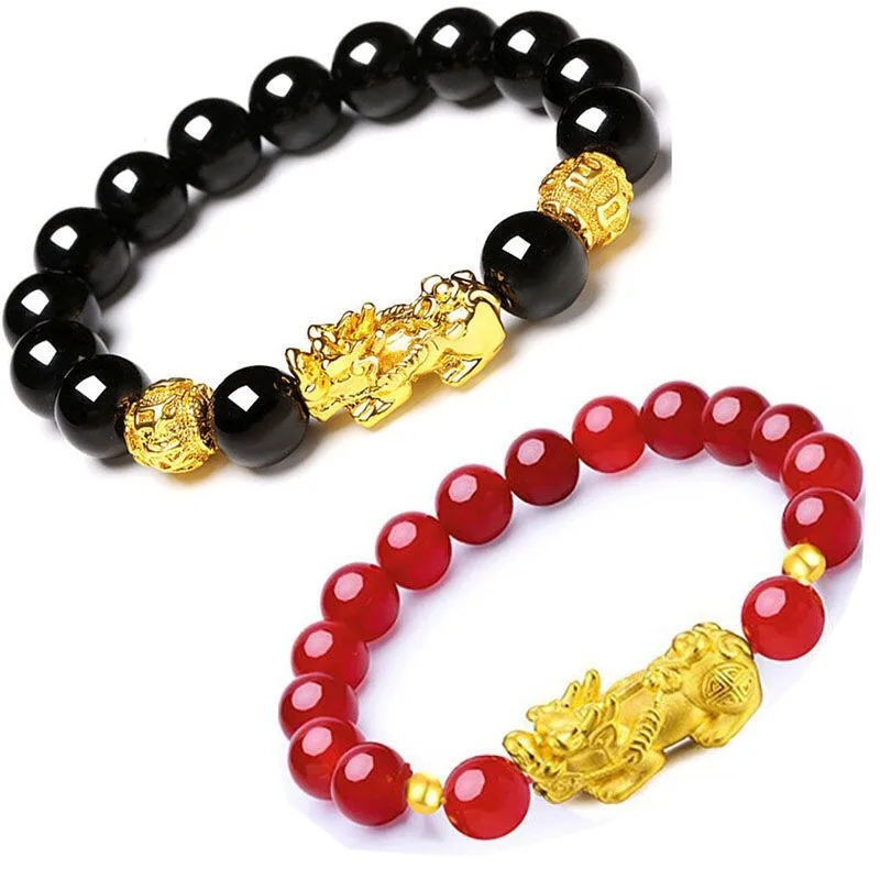 

The Fade jin pi xiu Bracelets Men's Women's 3D Hard Gold 999 Obsidian Lucky Jewelry Lucky Long Not Nansha