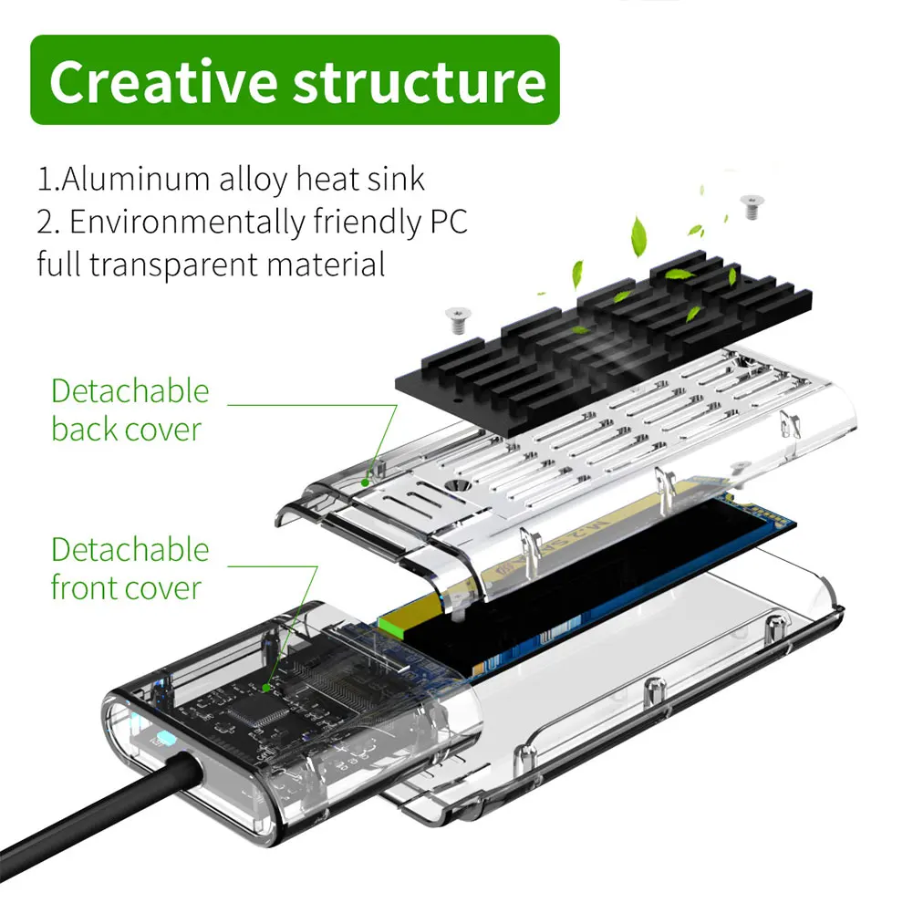 3.5 hdd enclosure M2 SSD Case SATA Chassis M.2 to USB 3.0 Gen 1 5Gbps NGFF SATA B Key SSD Adapter Mobile Hard Drive Disk Enclosure Box best external hard drive enclosure