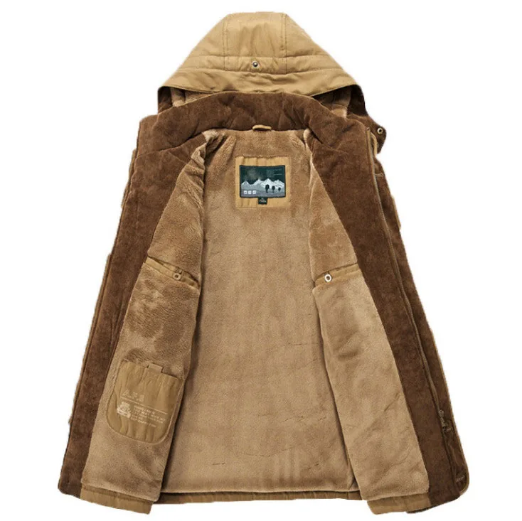 Новая мужская куртка, Толстая теплая парка с капюшоном, военный Карго, Мужская зимняя повседневная куртка, теплое флисовое Мужское пальто размера плюс M-6XL