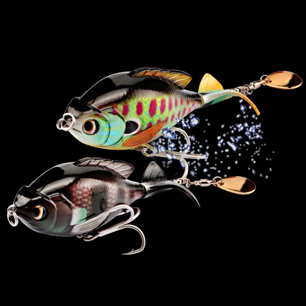 

1pcs/5 Colors Floating Fishing Lures 95mm/16.9g Propeller Rotating Tractor Fishing Bait Fishing Tackle 3D Eyes Artificial Bait