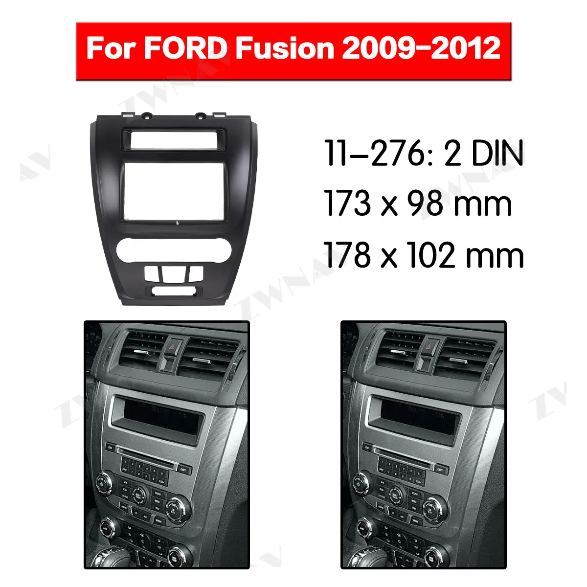 Радио Facia для FORD Fusion 2009-2012(черный) 2DIN кронштейн dvd-плеер фасции автомобиля стерео радио установка тире