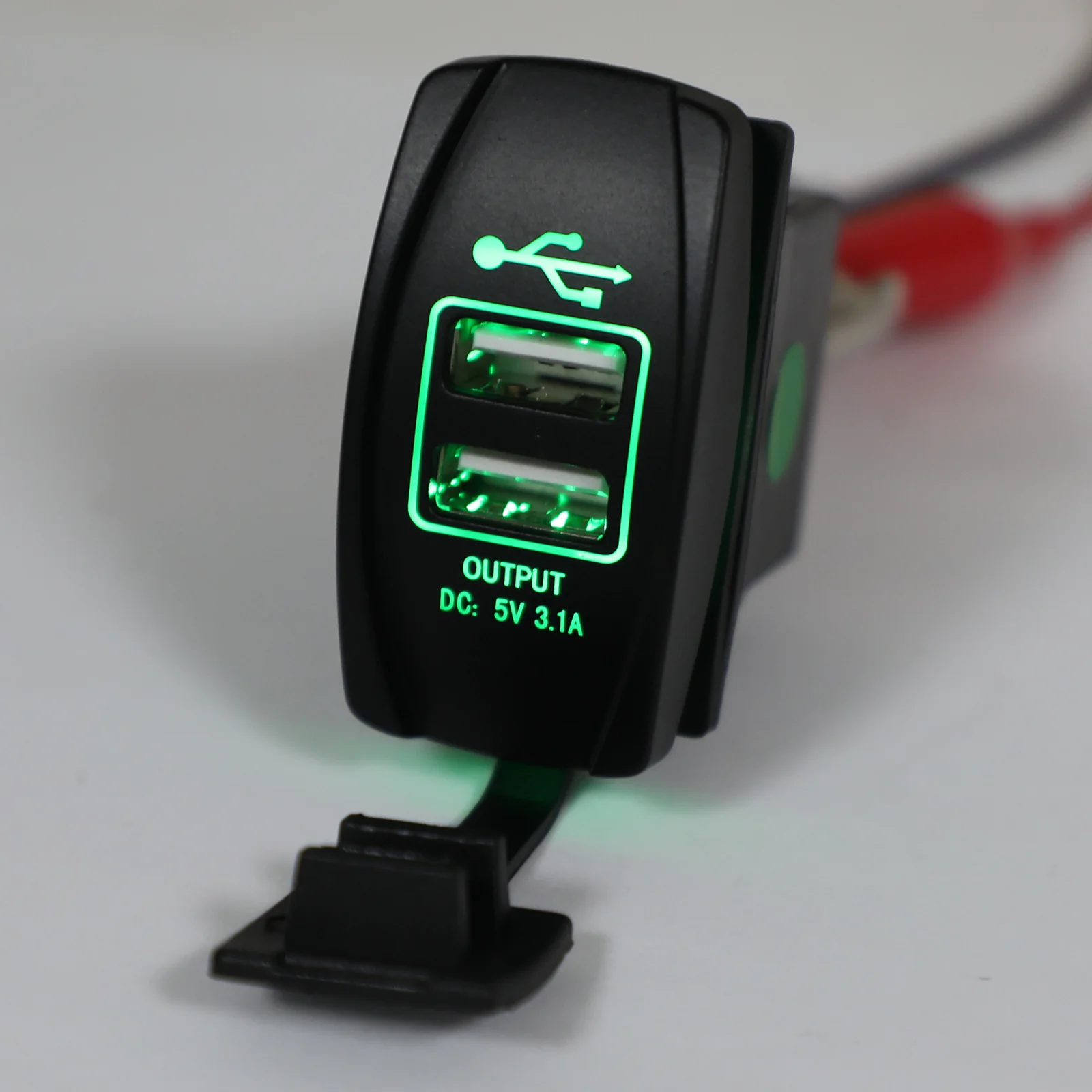 Artudatech Dual USB розетка Зарядное устройство для автомобиля лодок UTV Can Am Поларис рейнджер RZR 570 800 900 1000 XP 750 аксессуары - Цвет: Зеленый