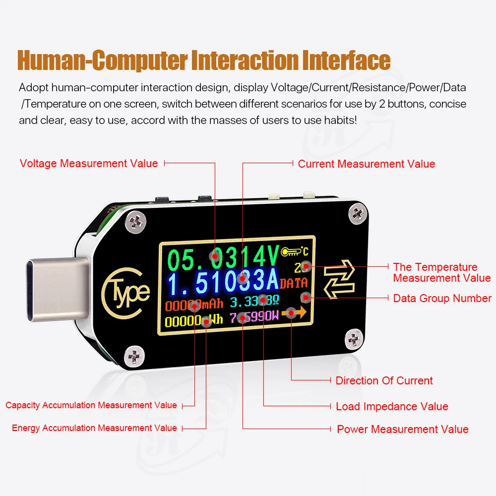 1 шт. TC66C type-C PD триггер USB-C Вольтметр Амперметр Напряжение 2 способ измеритель тока мультиметр PD зарядное устройство батарея USB Тестер