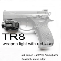 Tlr lanterna de led com mira laser vermelha, 500 lúmens, tamanho total, para caça, pistola, glock 19, 17 p 01, 8, sig cz, com capa resistente