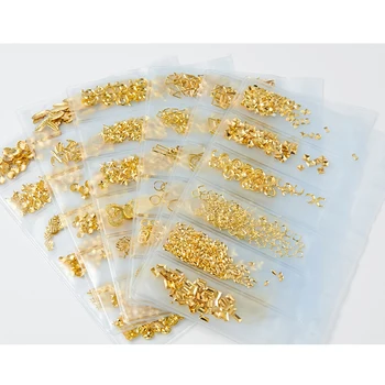 

RIKONKA 1Set6Grids 3D DIY Nail Rivets Golden Nail Charm Decorations New Arrival Moom/Stars/Triangle/Irregular Mixed Nail Art