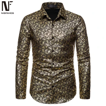

2020 Business Man Social Shirt Indian Paisley Print Shirts Big Size Europe Man Party Clothes Male Turn-down Collar Tops Hot Sale