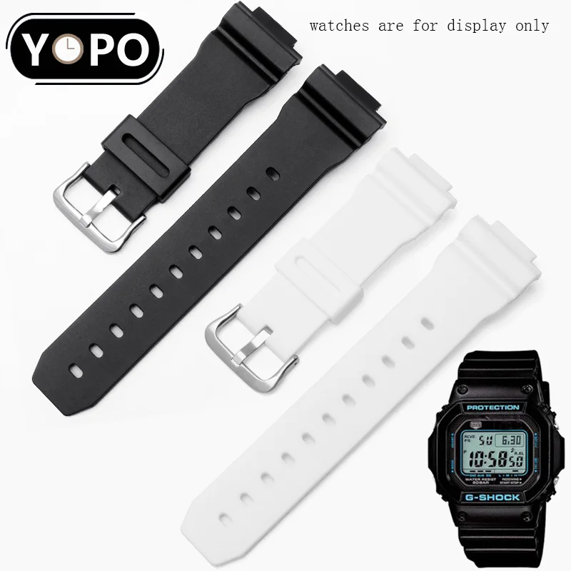 Yopo Cinturino In Silicone Naturale Cinturino Nero Bianco Interfaccia Convessa Bracciale Per Dw-5600/Dw-6900 Gw-M5610 G-5600/G-5700 Gm5610