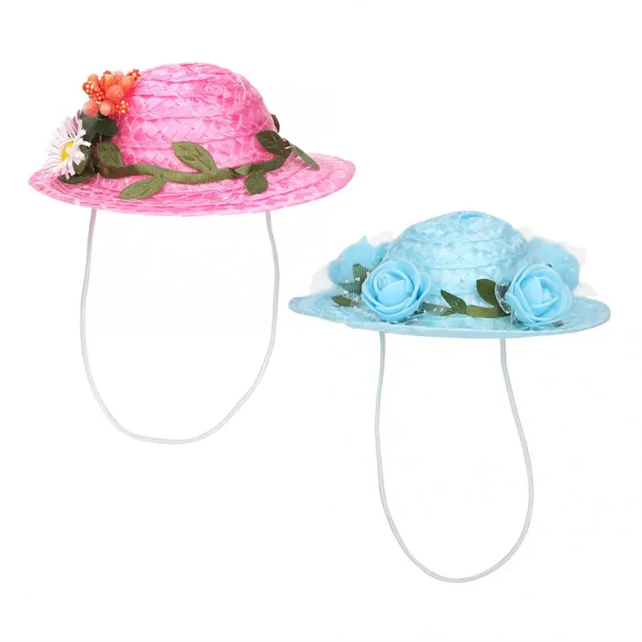 Pet Sunhat тканевая, соломенная шляпа с цветами Собака Лето милый цветок шляпа декоративная шляпа