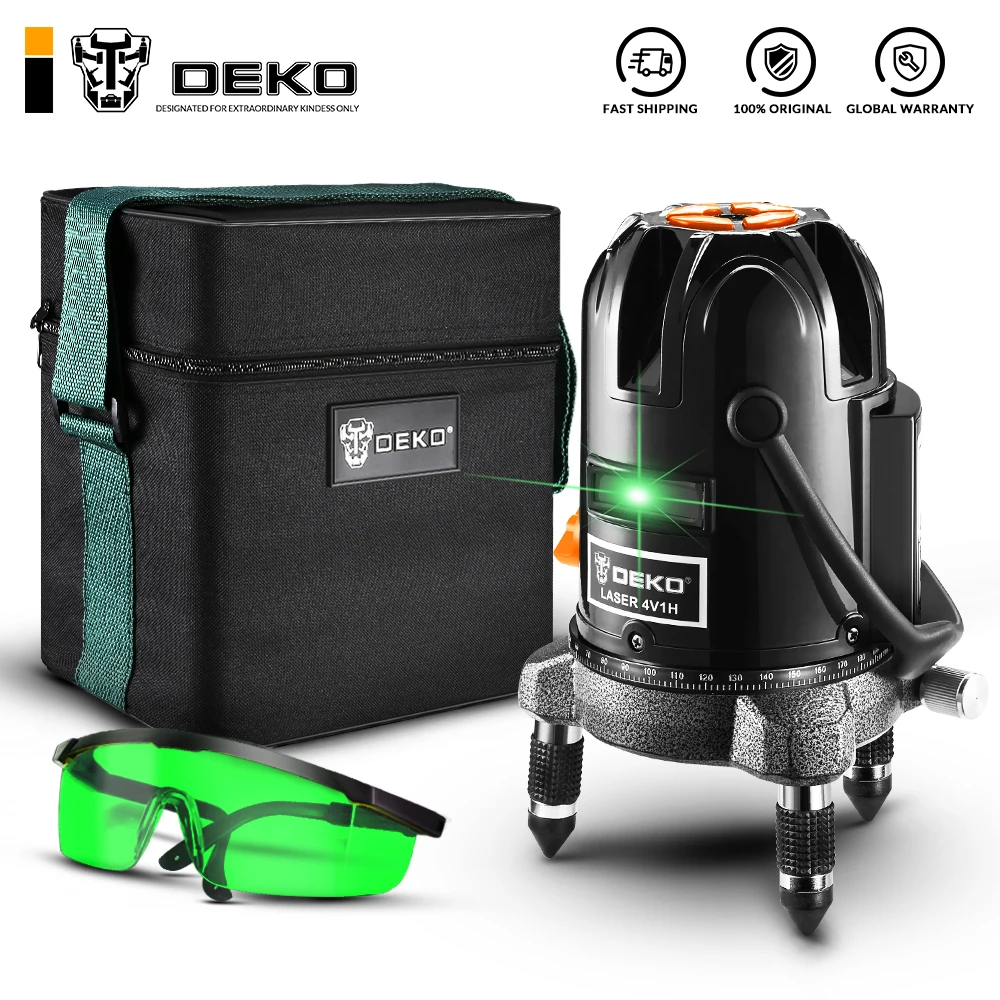 DEKO LL57G/LL57G T 5 линий 6 точек наружный/Внутренний зеленый лазерный уровень