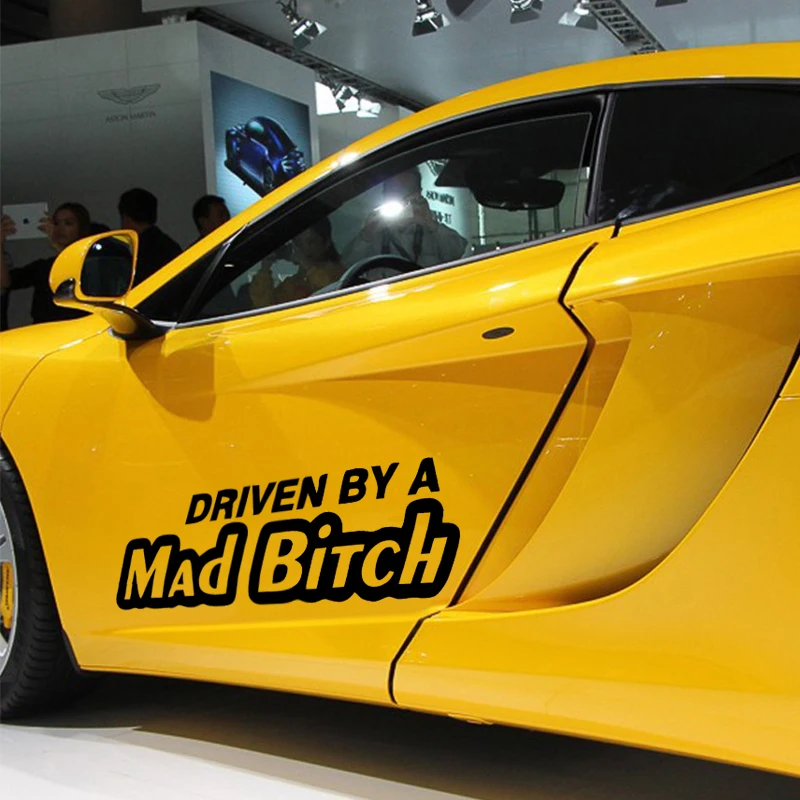 CAR BUMPER STICKER FUNNY DRIFT JDM VINYL WALL ART DRIVEN BY A MAD BITCH