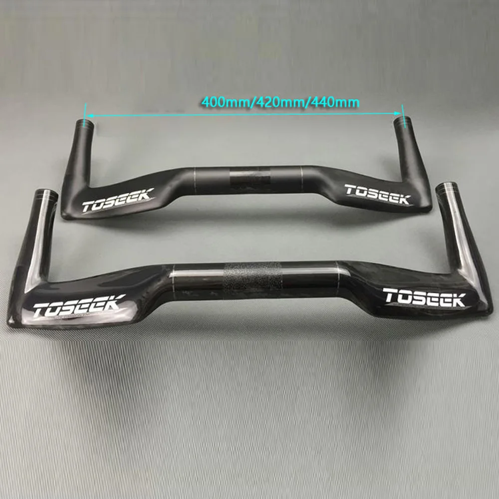 TOSEEK UD полностью из углеродного волокна, руль для фиксированной Шестерни дорожный велосипед TT Bullhorn Бар Руль дополнительный Размеры 400/420/440 мм