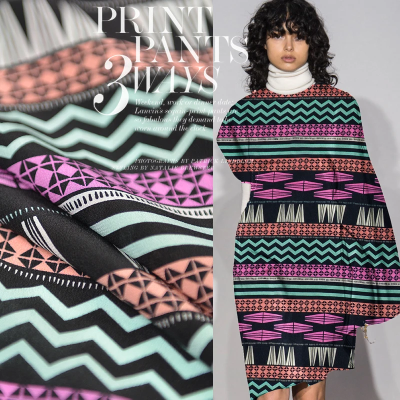 Геометрический узор цифровая печать шелк крепдешин для женщин платье 140 см Ширина 14 Momme ткань для рукоделия шитье Лето Новинка