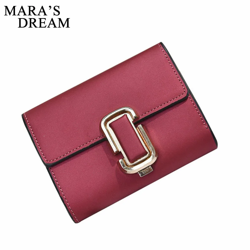 

Mara's Dream 2019 New Wallet Female Short Paragraph Simple Mini Tri-fold Retro Lock Buckle Wild Wallet Card Pack Coin Purse
