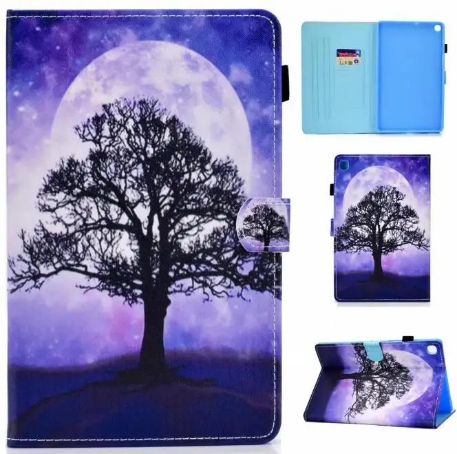 Чехол для планшета с принтом Funda для Galaxy Tab A 10,1 SM-T510 SM-T515 Smart Cover для samsung Tab A 10,1 PU кожаный чехол+ ручка - Цвет: Тёмно-синий