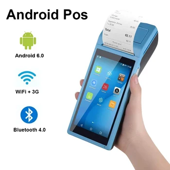 

Android 6.0 WiFi 3G Bluetooth Pos PDA Terminal Scanner With Thermal Printer 58mm Wireless Handheld Mobile Devices Barcode Reader