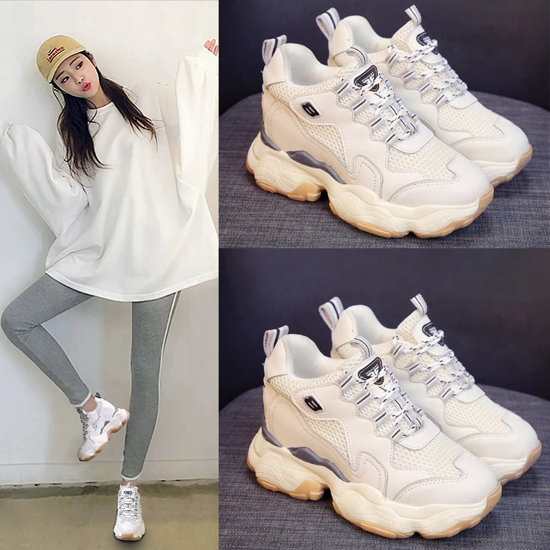 

Autumn Casual Shoes Woman Lace Up Round Toe Vulcanize Shoes Platform Sneaker Student Bottom Comfortable Flats Zapatos De Mujer