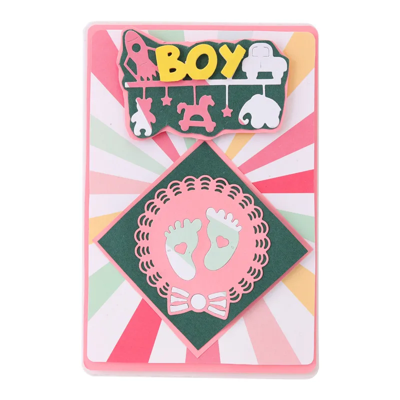 

InLoveArts Baby Footprint with Boy Girl Letter Metal Cutting Dies Embossing Stencil Scrapbook Template Punch Paper Crafts New