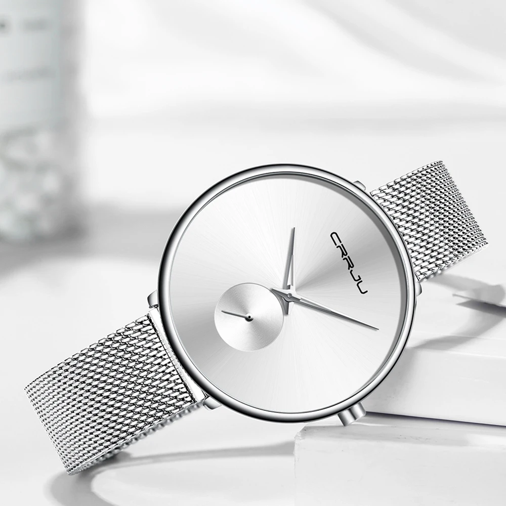 CRRJU Women's Watches Luxury Ladies Watch Fashion Minimalist Waterproof Slim Band Watches for Women Reloj Mujer