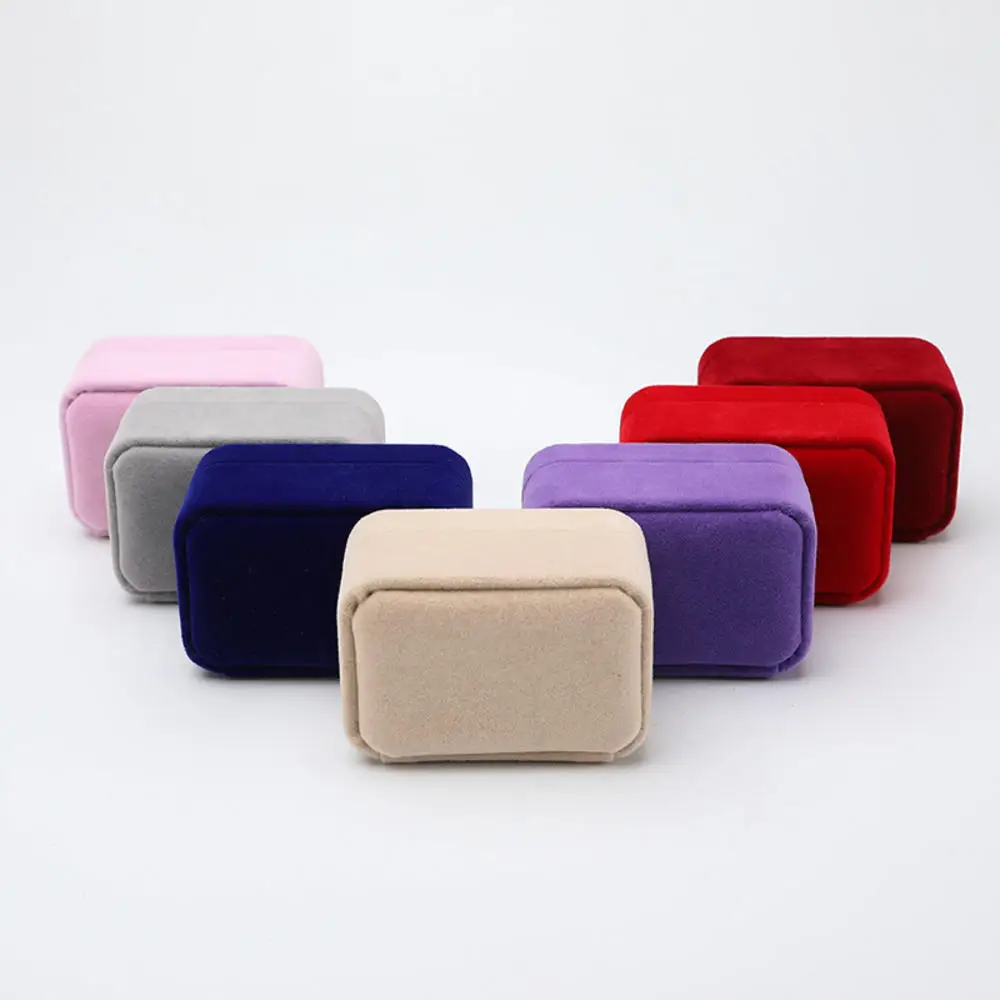 Velvet Ring Box Couple Double Ring Earrings Display Holder Case Proposal Engagement Wedding Marriage Anniversary Jewelry Packing