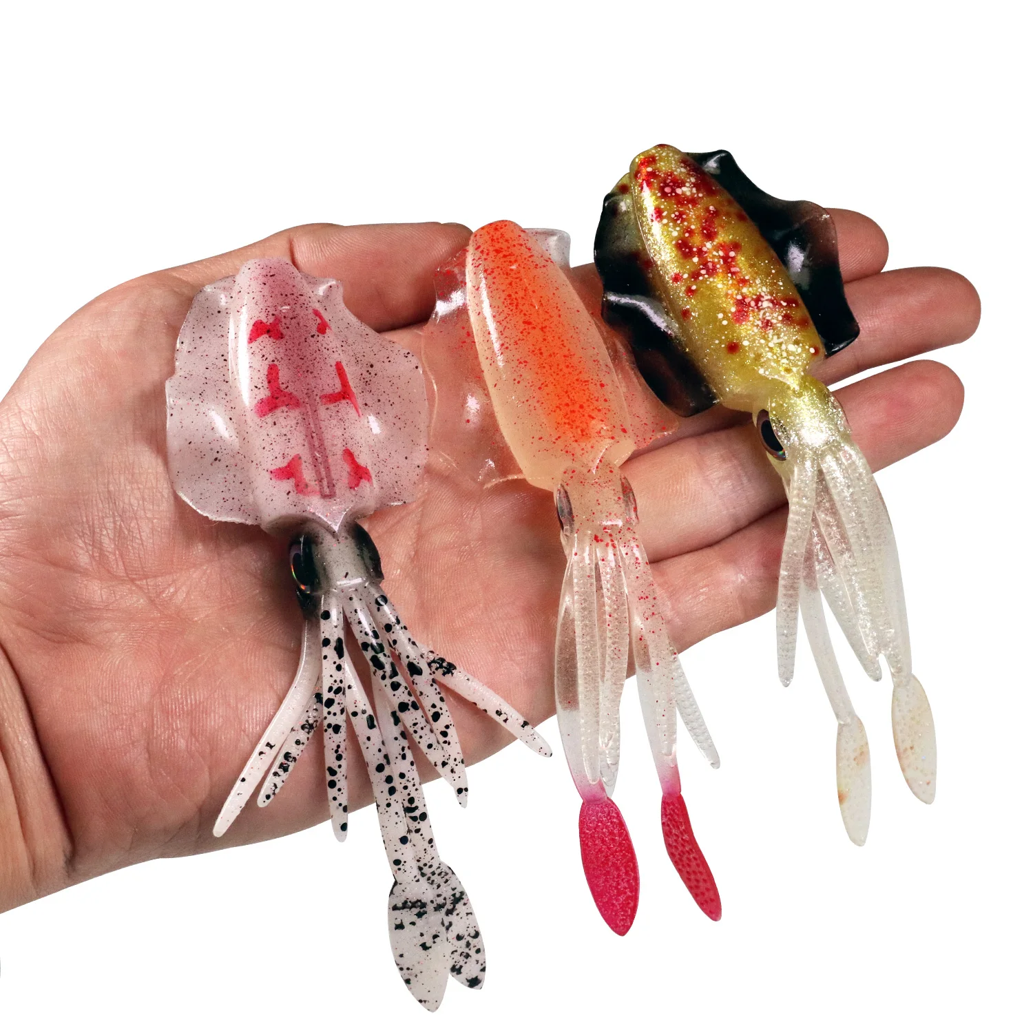 2 Leurres De Pêche Souples Calmar Lumineux/UV - 35g/47g - 13.5cm