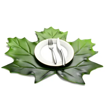 

New Kitchen Placemat Artificial Leaves Pvc Dining Table Mat Maple Pads Bowl Pad Coasters Waterproof Home Table Decor Pad