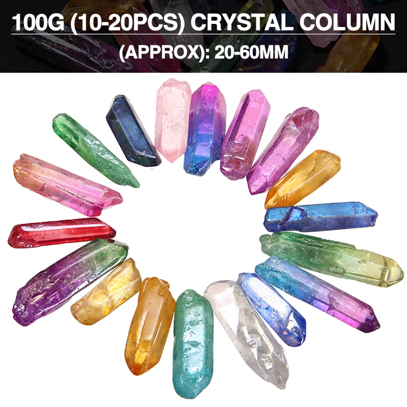 pink Titanium rainbow aura lemurian quartz crystal point 100g