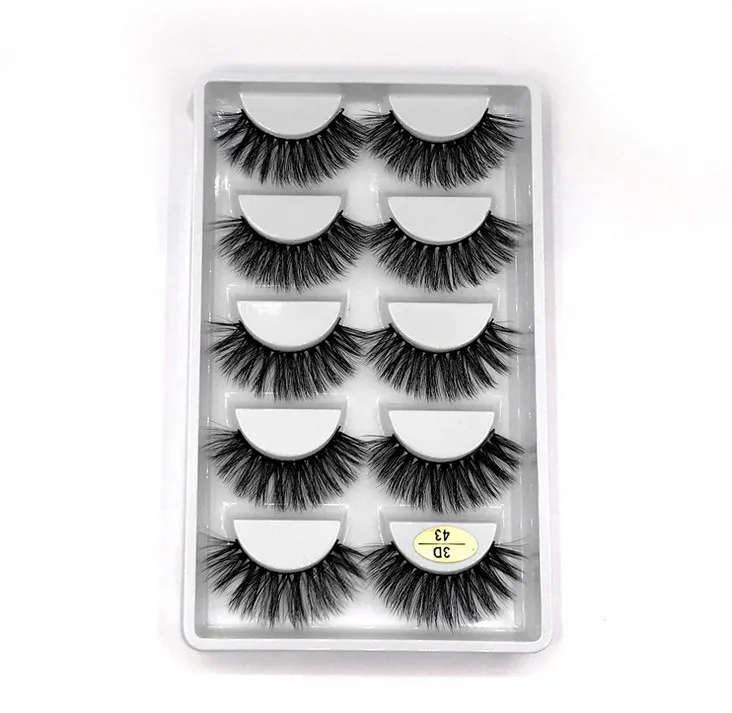 New 5 Pairs 3D Mink Hair False Eyelashes Wispy Fluffy Long Lashes Natural Eye Makeup Tools Faux Eye Lashes Maquiagem Wholesale