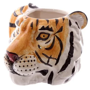

Creative 3D tiger head cup animal ceramic beverage mug art visual
