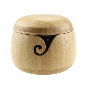 

Natural Bamboo Wool Yarn Storage Fruit Salad Noodle Rice Bowl Wooden Fruit Handicraft Decoration Creative Shell Bowl new