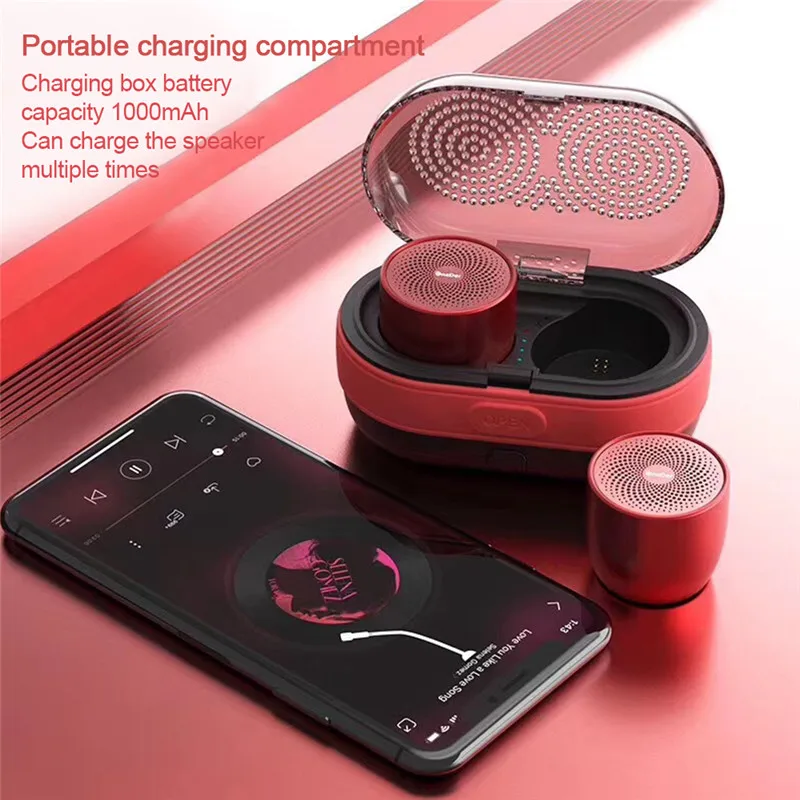 

Mini TWS 5.0 High-speed Bluetooth Wireless Speakers Portable Speaker Metal Magnetic Subwoofer Loud Speakers with Charging Box