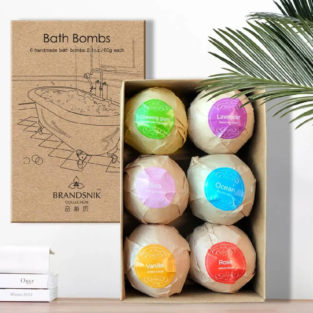 

6PCS Bath Bombs Spa Bomb Fizzy Natural Handmade Sea Salt Lavender Bath Bomb Kit For Moisturizing Bubble & Body Scrub Bath Salts