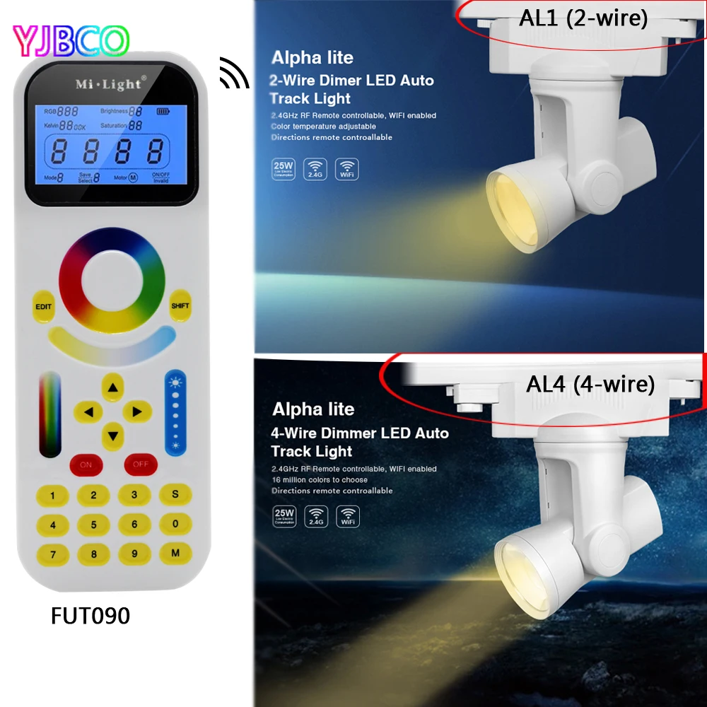 

MiBOXER AL1/Al2/Al3/AL4/AL5/AL6 25W 2-wire/4-wire dimmer/Dual White/RGBW 99 Groups led Auto Track light;FUT090 Remote