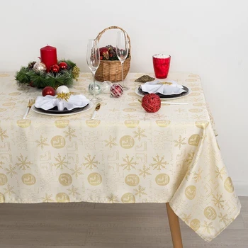 

Tablecloth Dolyan "Snow time" gold color, 150 × 280 cm, 115 ± 10 g / m², polyester 100%