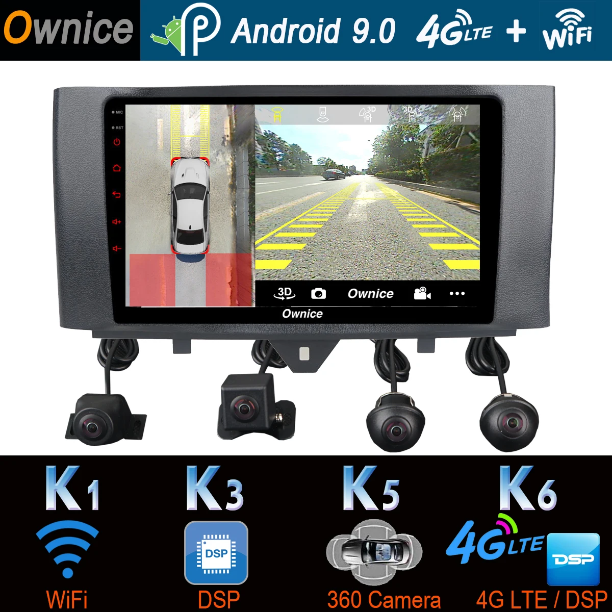 

360°Camera 4G LTE Android 9.0 4G+64G SPDIF DSP CarPlay Car Multimedia Player GPS Radio For Mercedes Benz Smart Fortwo 2011-2015