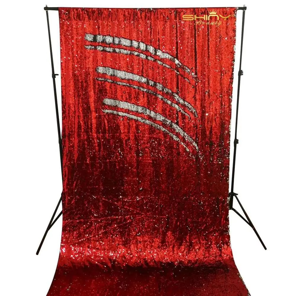 

Sequin Curtain 2FTx8FT Mermaid Sequin Backdrop Red Color Shower Curtain Photography Backdrops For Wedding/Party/Christmas Decor