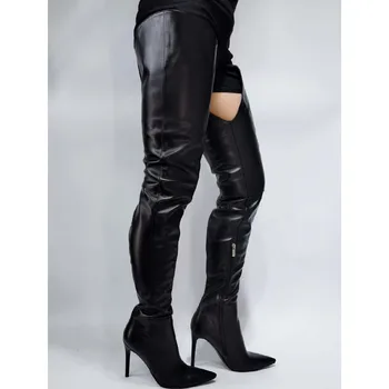

Sexy Large Sizes 47 Brand Pointed Toe Thin High Heels Winter Shoes Woman Over The Knee High Boots Thigh High Boots