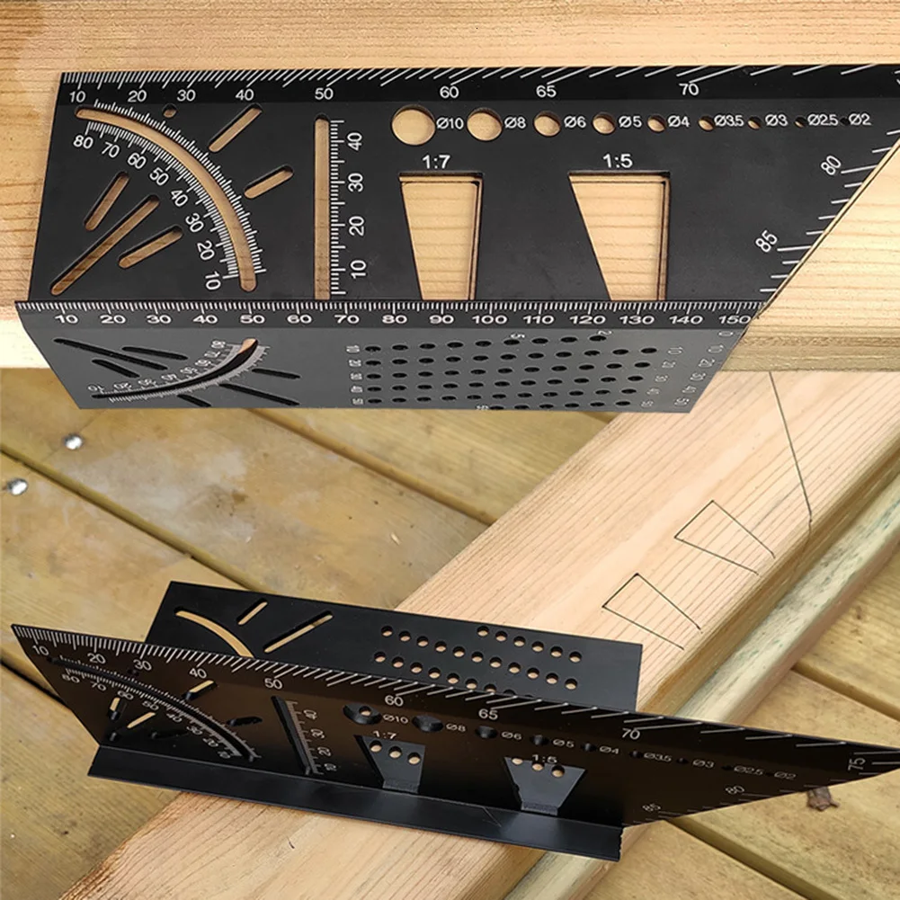 Алюминиевый сплав 3D Mitre угловая измерительная линейка 45 90 градусов квадратная деревообрабатывающая угловая линейка Многофункциональный маркировочный инструмент