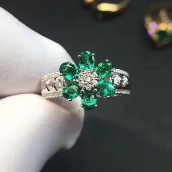 

High Quality Natural and Real emerald ring Free shipping 925 sterling silve Fine jewelry for Man Or Woman