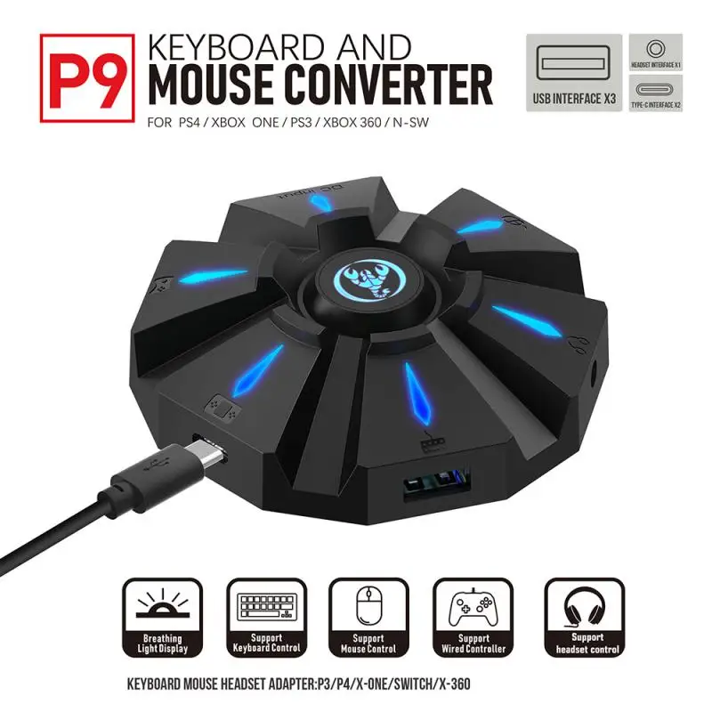 Конвертер для контроллера игровой клавиатуры мыши адаптер PS4 / PS3 Xbox One