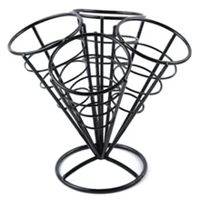 Botique-4In1 French Fry Stand Cone Basket Holder Black Iron Rack Ice Cream Shape Food Shelves Bowl Kitchen Potato Fries Chips Ap(China)
