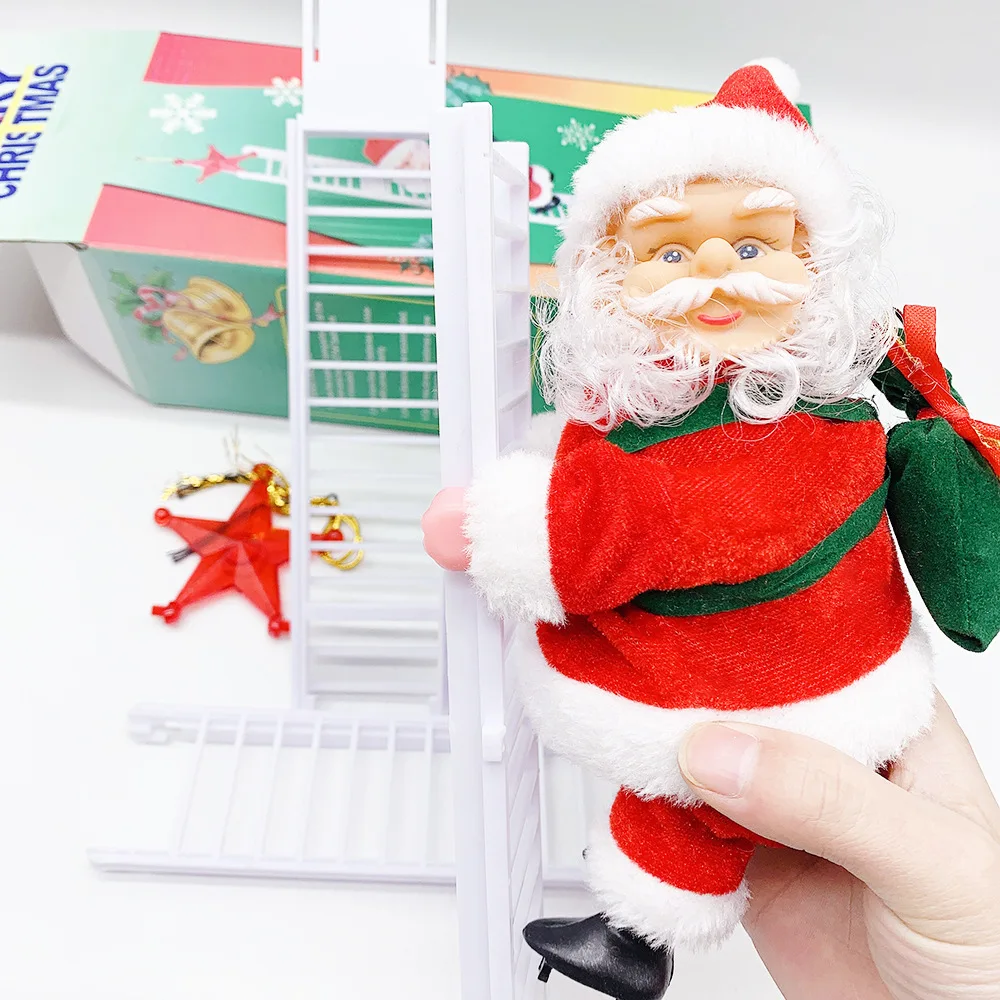Christmas Santa Claus Electric Climb Ladder Hanging Decoration Tree Ornaments New Year Xmas Party Decor Kids Gifts | Дом и сад