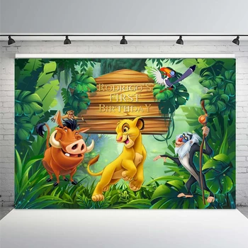 

220x150cm Forest Cartoon Lion King Backdrop Boys 1st Birthday Party Backgrounds for Photo Studio Vinyl Polyester