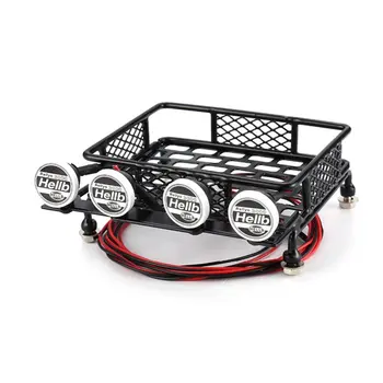 

AMS-RC CAR Roof Rack Luggage Carrier General Type with 4 Round LED Light Bars Truck Crawler for CC01 CR01 SCX10 RC4WD