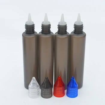 

50pcs Black Pen Style Bottles With Colorful Cap And Long Thin Tips E Liquid Empty 30ml Plastic Dropper Vial