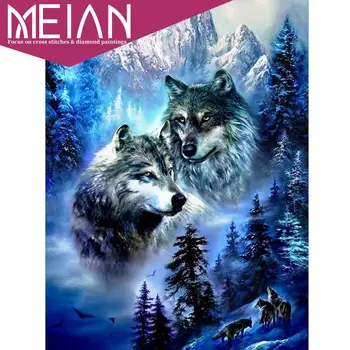 

2020 MEIAN Wolf 5D DIY Diamond Painting Cross Stitch Full Square Drill Embroidery Diamond Mosaic Picture of Rhinestones Decor
