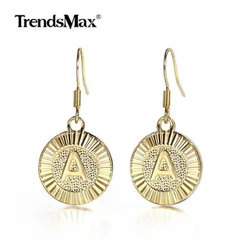 

New Gold Color Round Initial A-Z Letter Hoop Drop Earrings for Women Girls English Alphabet Earring Fashion Jewelry Gift DE56